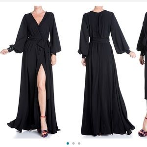 Black maxi balloon sleeve dress